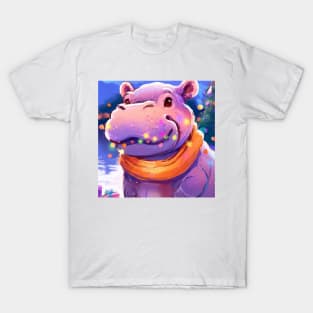 Cute Hippopotamus Drawing T-Shirt